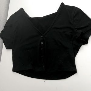 Black cropped button up